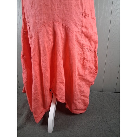 Sundance Dress Medium Coral Color Handkerchief Hem Linen Resort Sleeveless - Picture 7 of 10
